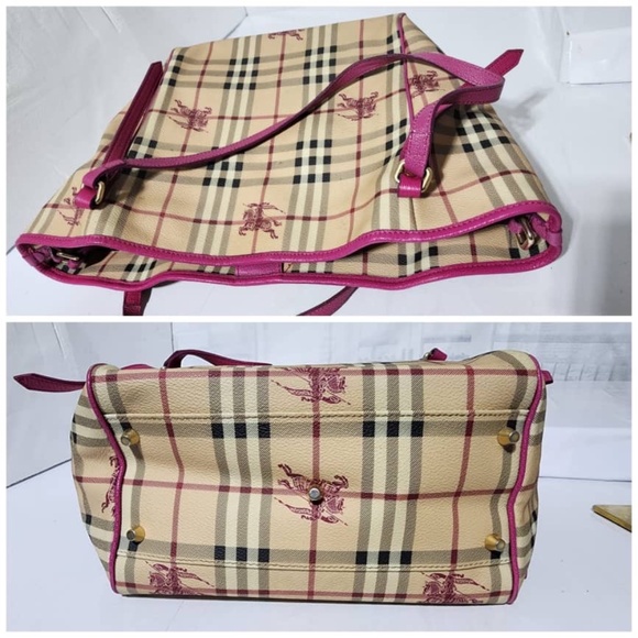 Authentic Burberry Haymarket Check Canterbury Tote Bag Beige/Pink - Picture 11 of 16